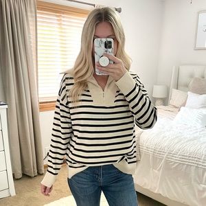 Striped quarter zip sweater - brand new